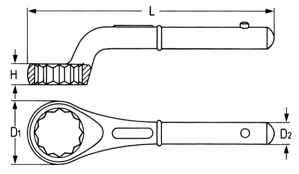 840 Ключ гаечный накидной тяговый изогнутый, 27 мм, под удлинитель HEYCO 845 840 Ключ гаечный накидной тяговый изогнутый, 27 мм, под удлинитель HEYCO 845