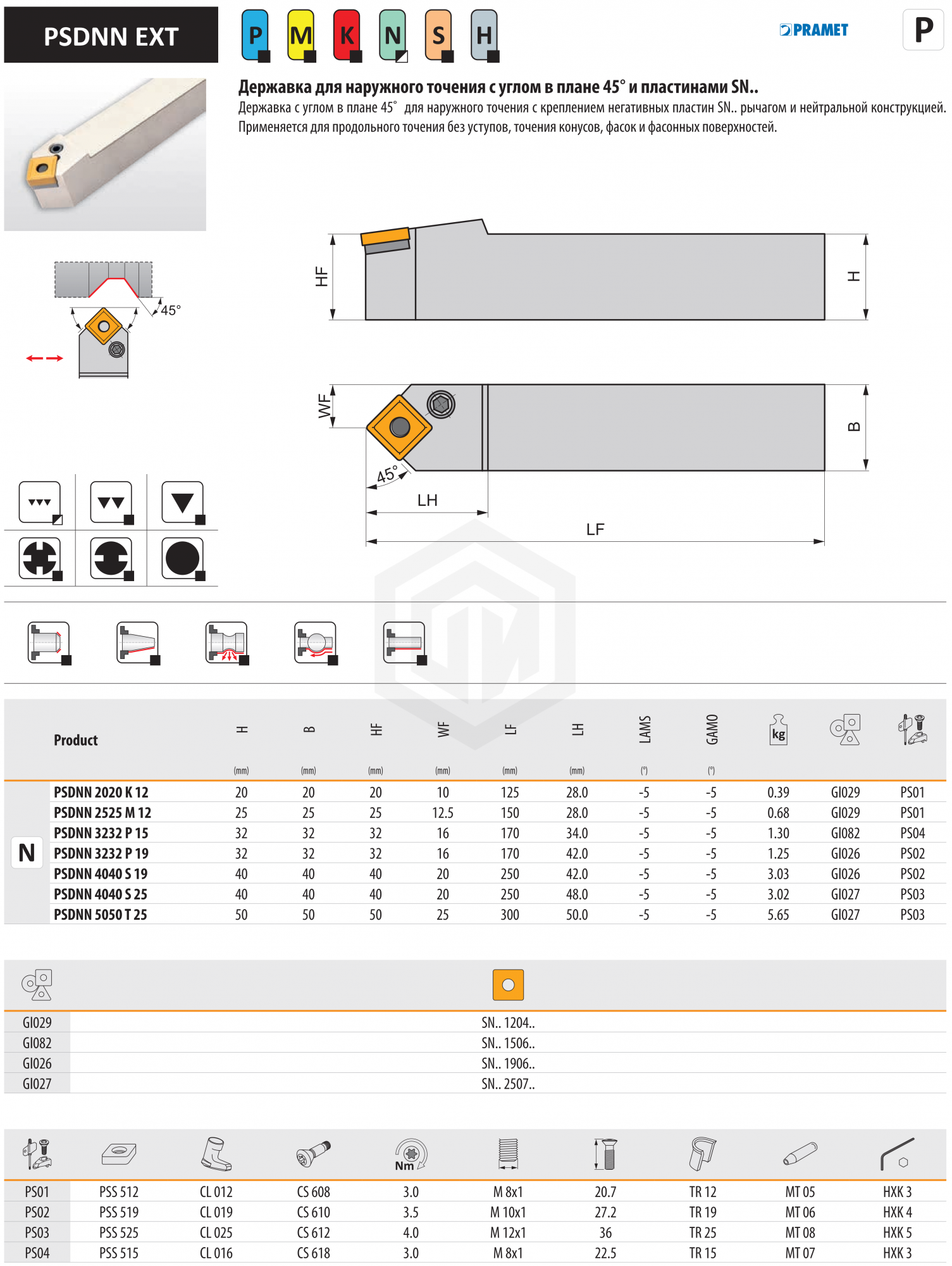 Державка PSDNN 3232 P 15 DORMER&PRAMET Державка PSDNN 3232 P 15 DORMER&PRAMET