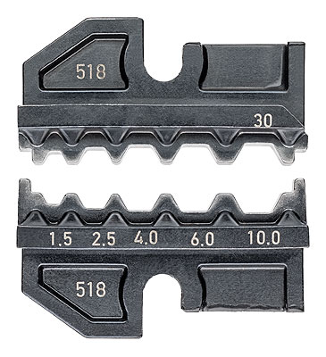 Плашка опрессовочная: неизолированные кабельные наконечники DIN 46267, 1.5/2.5/4/6/10 мм², 5 гнёзд