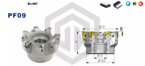 Фреза торцевая прямая PF09.08B40.160.12 SANT Фреза торцевая прямая PF09.08B40.160.12 SANT