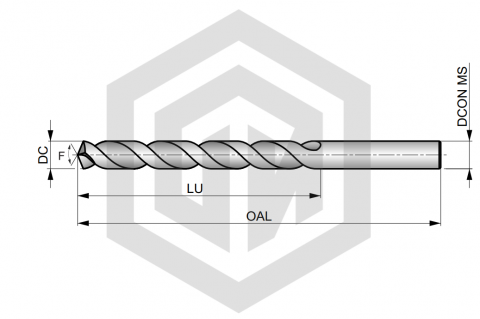Сверло твердосплавное DCU458 3D-D2-d4-L50-l8 TiAlN