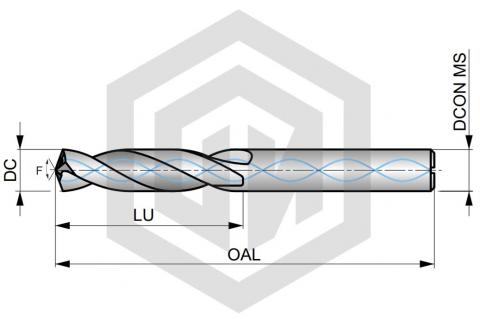 Сверло твердосплавное с СОЖ DCU467 3D-D6-d6-L66-l28 TiAlN