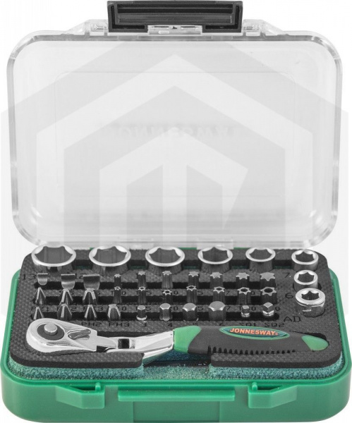 Jonnesway RD02040S Набор рукоятка трещоточная миниатюрная 1/4"DR со вставками-битами и головками торцевыми , 40 предметов Jonnesway RD02040S Набор рукоятка трещоточная миниатюрная 1/4"DR со вставками-битами и головками торцевыми , 40 предметов