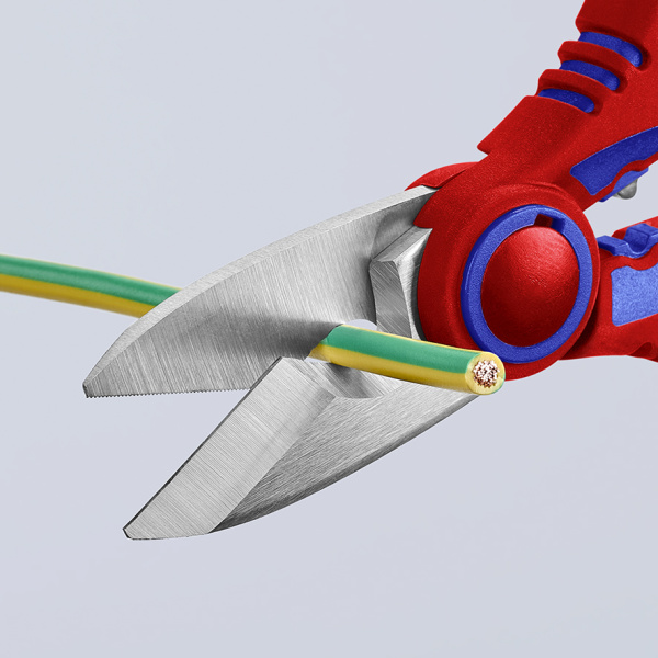 Ножницы электрика универсальные, обжим: 6 мм², микронасечки, 160 мм, нерж, 2-комп ручки, SB Ножницы электрика универсальные, обжим: 6 мм², микронасечки, 160 мм, нерж, 2-комп ручки, SB