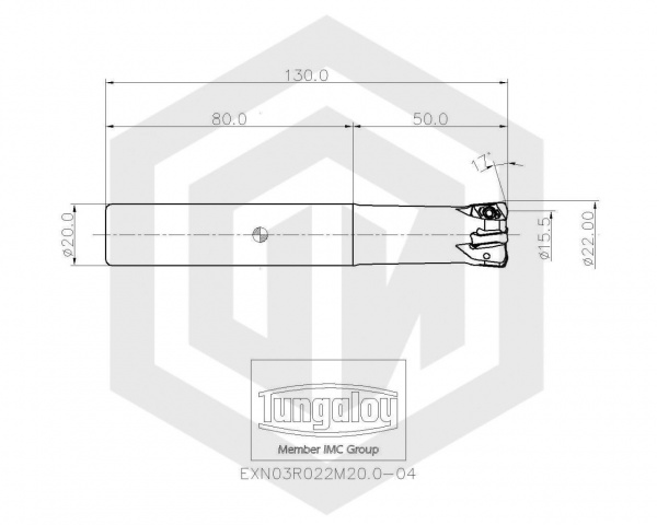 Фреза концевая EXN03R022M20.0-04 TUNGALOY Фреза концевая EXN03R022M20.0-04 TUNGALOY