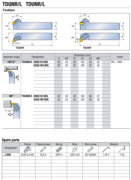 Державка TDUNL 2525 M1305 TAEGUTEC Державка TDUNL 2525 M1305 TAEGUTEC