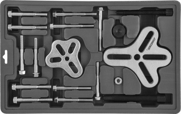 Jonnesway AE310051 Съемник многофункциональный с болтовыми захватами в наборе, диапазон захватов 30-120 мм