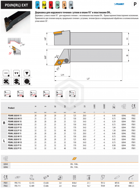 Державка PDJNL 3225 P15 DORMER&PRAMET Державка PDJNL 3225 P15 DORMER&PRAMET