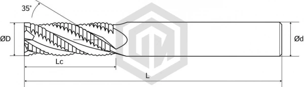 Фреза черновая B600 D18-L100-T4-R-TiSiN-HRC55 STI Фреза черновая B600 D18-L100-T4-R-TiSiN-HRC55 STI