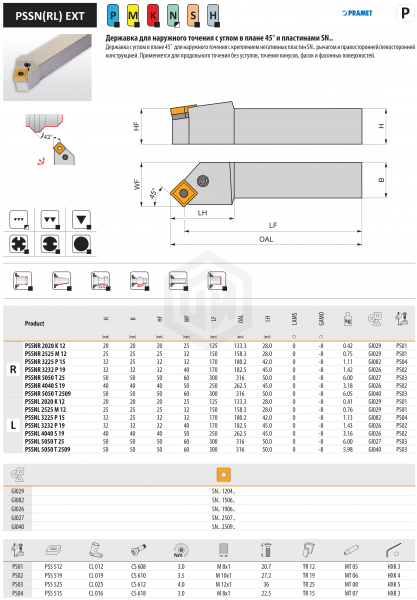 Державка PSSNL 2525 M 12 DORMER&PRAMET Державка PSSNL 2525 M 12 DORMER&PRAMET