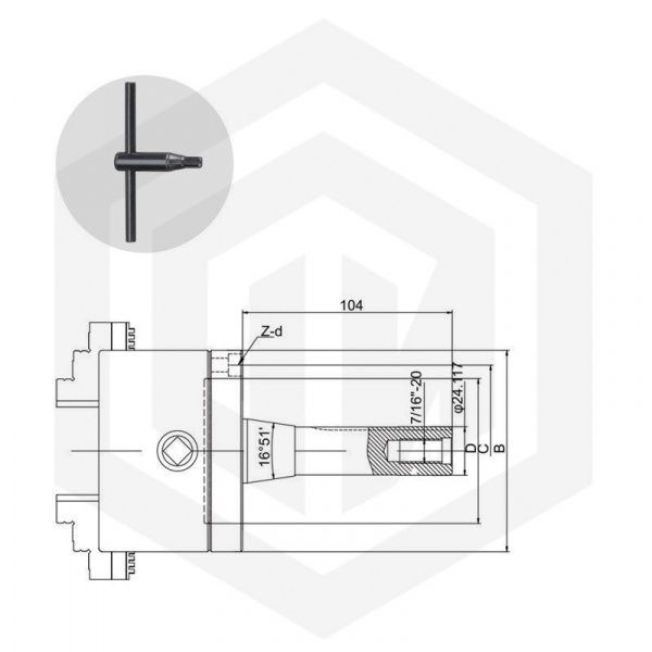Трехкулачковый самоцентрирующийся токарный патрон Dj-15010/R8-80