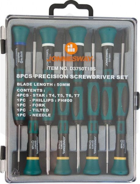 Jonnesway D3750T18S Набор отверток для точной механики TORX®, 50 мм, 8 предметов Jonnesway D3750T18S Набор отверток для точной механики TORX®, 50 мм, 8 предметов
