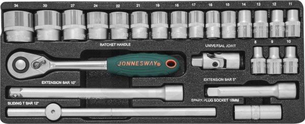 Jonnesway S04H4724S Набор головок торцевых 1/2"DR, 8-34 мм, 24 предмета