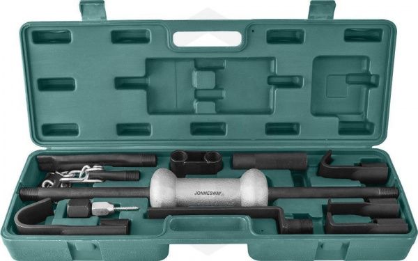 Jonnesway AE310003 Набор для кузовного ремонта (обратный молоток и 9 насадок), 10 предметов