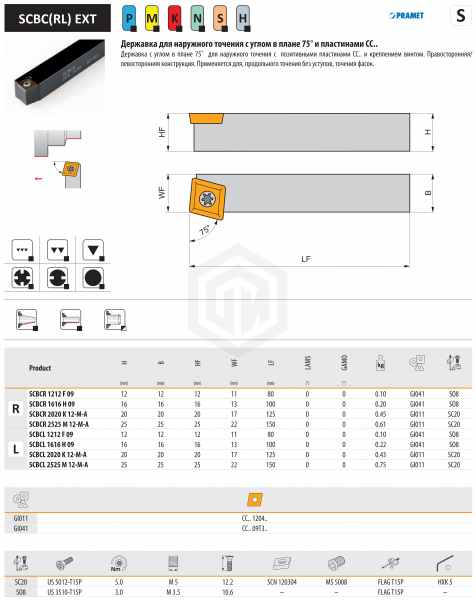 Державка SCBCR 2525 M12-M-A DORMER&PRAMET Державка SCBCR 2525 M12-M-A DORMER&PRAMET