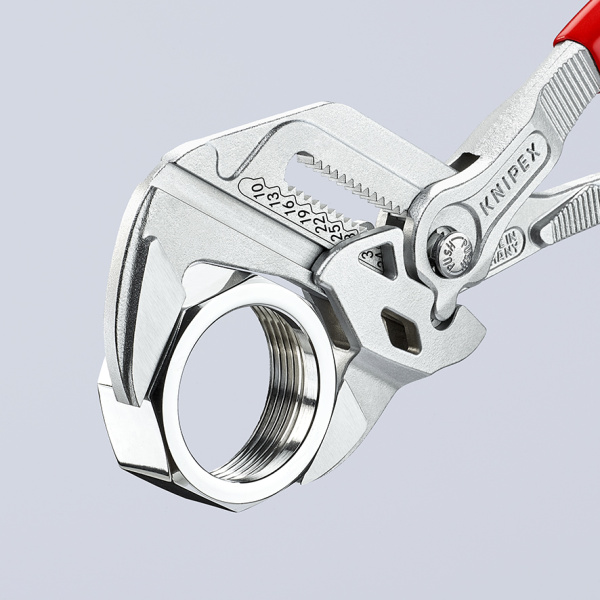 Клещи переставные-гаечный ключ, зев 40 мм, длина 180 мм, хром, обливные ручки Клещи переставные-гаечный ключ, зев 40 мм, длина 180 мм, хром, обливные ручки