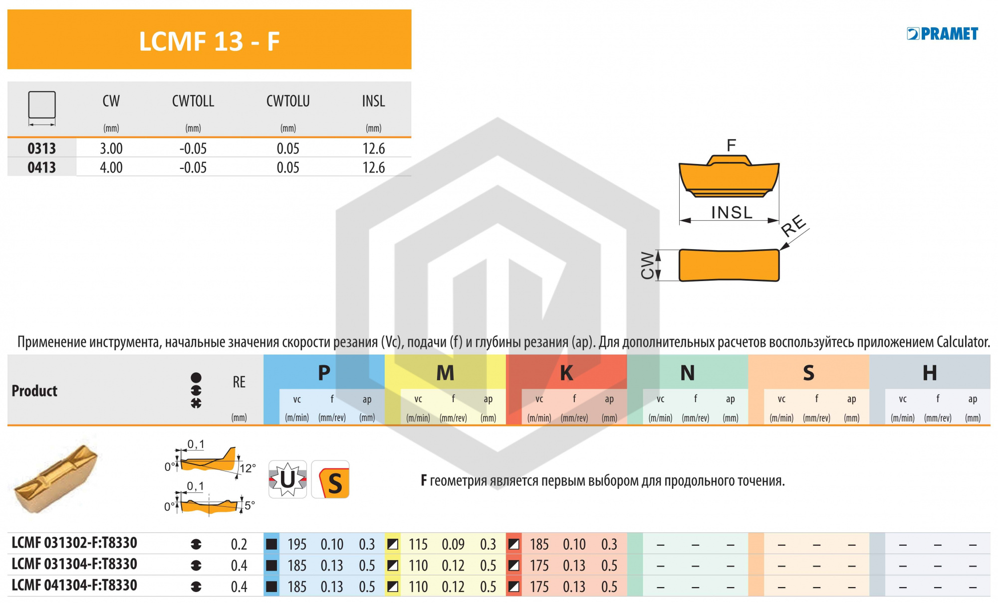 Пластина LCMF 031304-F:T8330 DORMER&PRAMET