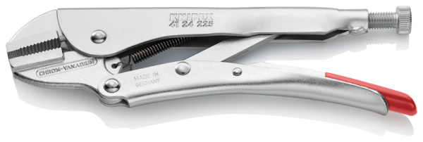 Зажим ручной, плоские губки, круг 25 мм, квадрат 16 мм, под ключ 30 мм, длина 225 мм