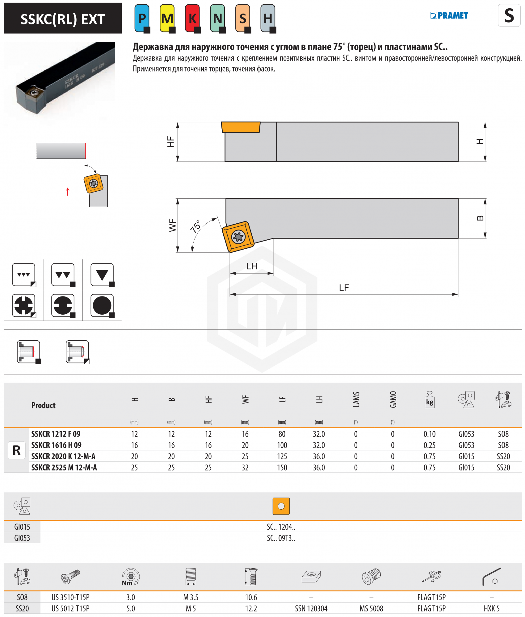 Державка SSKCR 2525 M 12-M-A DORMER&PRAMET