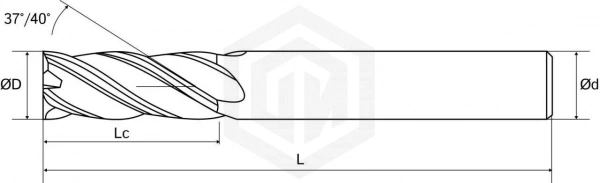 Фреза UE650 D2-L50-T4-AlCr-HRC55 STI Фреза UE650 D2-L50-T4-AlCr-HRC55 STI