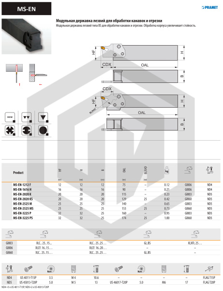 Державка MS-EN-2020 K DORMER&PRAMET Державка MS-EN-2020 K DORMER&PRAMET
