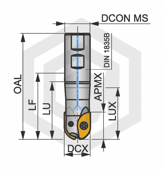 Фреза концевая сферическая 50L2R100B50-SZP50-C DORMER&PRAMET Фреза концевая сферическая 50L2R100B50-SZP50-C DORMER&PRAMET