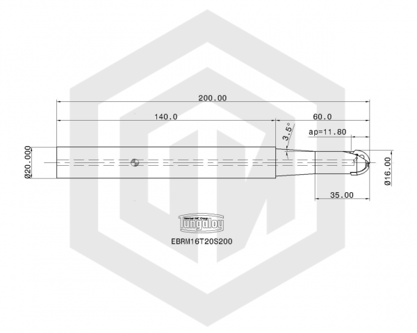 Фреза концевая сферическая EBRM16T20S200 TUNGALOY Фреза концевая сферическая EBRM16T20S200 TUNGALOY