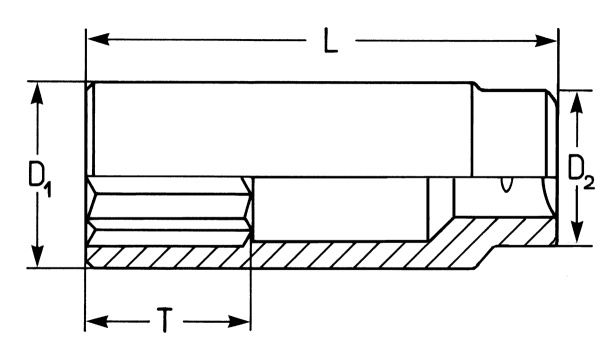 50850-19 Головка торцевая глубокая 1/2", 24 x 77 мм 50850-19 Головка торцевая глубокая 1/2", 24 x 77 мм