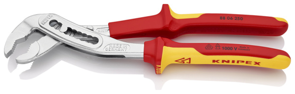 ALLIGATOR клещи переставные VDE, зев 50 мм, длина 250 мм, хром, 2-комп диэлектрические ручки, SB ALLIGATOR клещи переставные VDE, зев 50 мм, длина 250 мм, хром, 2-комп диэлектрические ручки, SB