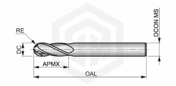 Фреза радиусная d4mm S5114.0 DORMER&PRAMET Фреза радиусная d4mm S5114.0 DORMER&PRAMET