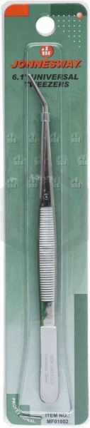 Jonnesway MF01002 Пинцет универсальный изогнутый, 155 мм Jonnesway MF01002 Пинцет универсальный изогнутый, 155 мм
