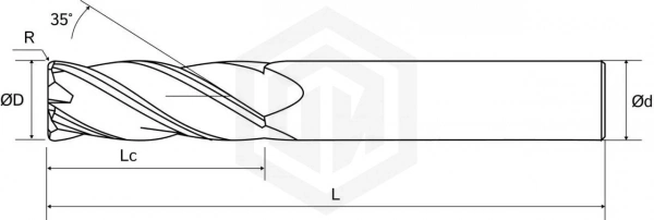 Фреза радиусная E550MAX D7-CR1.0-L60-T4-TiAlN-HRC55A STI Фреза радиусная E550MAX D7-CR1.0-L60-T4-TiAlN-HRC55A STI