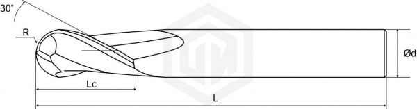 Фреза сферическая HG780 D4-BN2.0-L75-T2-AlCr-HRC55 STI Фреза сферическая HG780 D4-BN2.0-L75-T2-AlCr-HRC55 STI