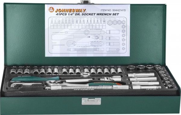 Jonnesway S04H2141S Набор головок торцевых 1/4"DR, 4-13 мм, 41 предмет