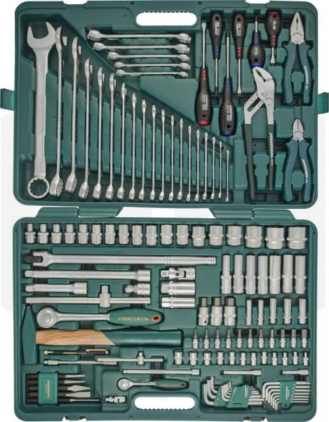 Jonnesway S04H524128S (S04H524128S18) Набор инструмента универсальный 1/4", 1/2"DR, 128 предметов