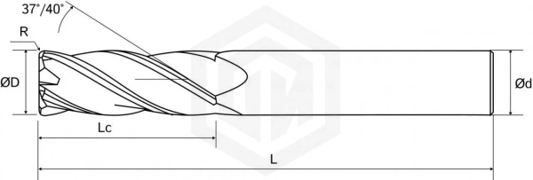 Фреза радиусная UE650 D3-d4-CR0.2-L50-T4-AlCr-HRC55 STI