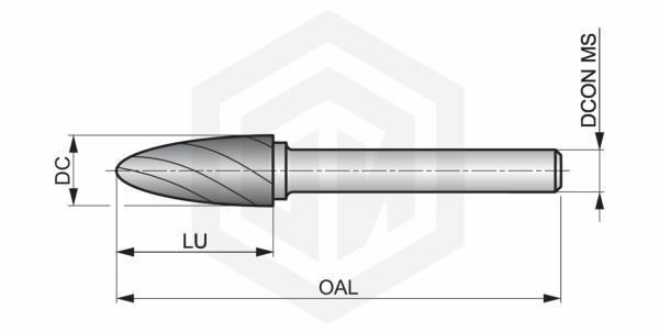 Борфреза параболическая P84112.7x6.0 DORMER Борфреза параболическая P84112.7x6.0 DORMER