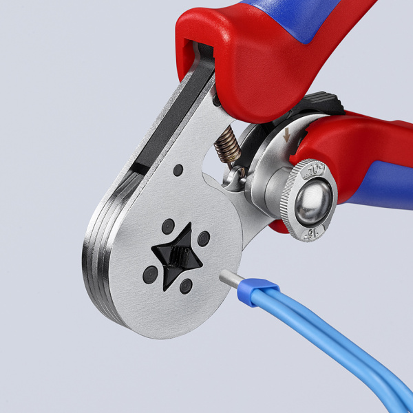 Пресс-клещи для контактных гильз DIN 46228 1+4, обжим: квадрат, боковые, 1 гнездо, 0.08-10 + 16 мм², 2 х 6 мм², длина 180 мм, хром, SB